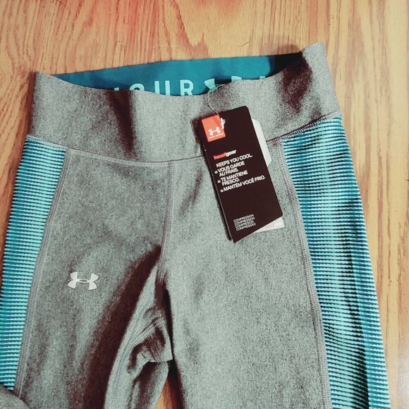 Under Armour Womens HeatGear Compression Leggings XS Gray & Blue Yoga Athletic - Picture 3 of 9